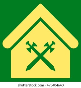 Guard Office icon. Vector style is flat iconic symbol, yellow color, green background.