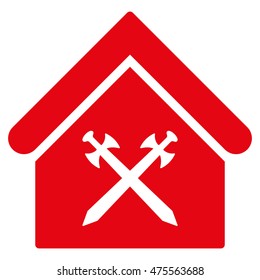 Guard Office icon. Vector style is flat iconic symbol, red color, white background.