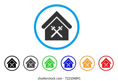 Guard Office rounded icon. Style is a flat guard office grey symbol inside light blue circle with black, gray, green, blue, red, orange color versions. Vector designed for web and software interfaces.
