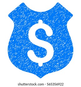 Guard Price grainy textured icon for overlay watermark stamps. Flat symbol with unclean texture. Dotted vector blue ink rubber seal stamp with grunge design on a white background.