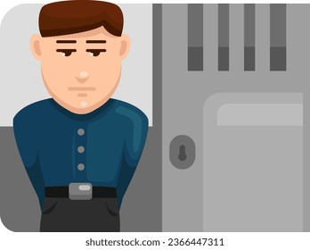 Guard in prison, illustration, vector on a white background.