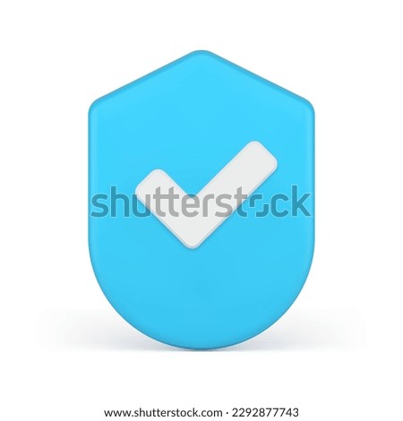 Guard protection cyberspace data information checkmark shield 3d icon realistic vector illustration. Internet antivirus safety defense element done checkbox online software approve certificate badge