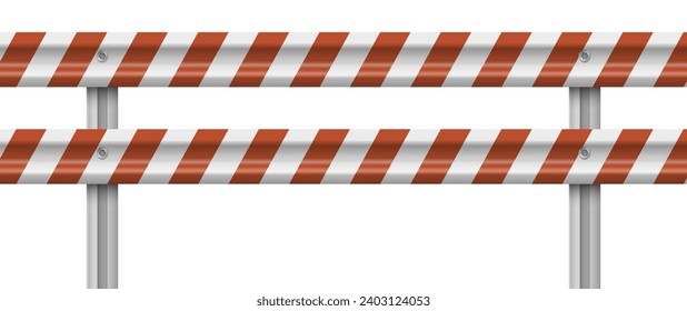 Guard rail road fence steel barrier. Metallic road barrier fence. Vector illustration. Eps 10.