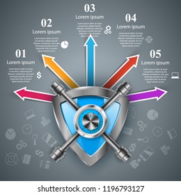Guard, safe, security deposit infographic Vector eps 10