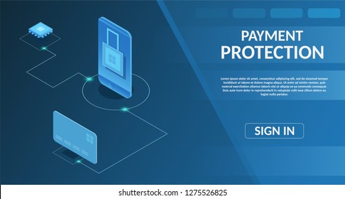 Guard Secure virtual banking messenger protect storage internet technology concept vector illustration