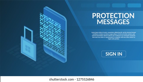 Guard Secure virtual banking messenger protect storage internet technology concept vector illustration