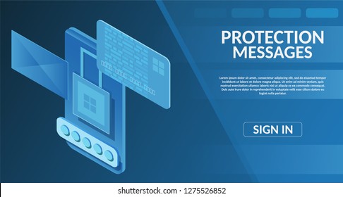 Guard Secure virtual banking messenger protect storage internet technology concept vector illustration