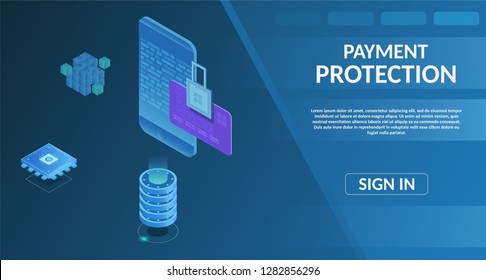 Guard Secure virtual banking messenger protect storage internet technology concept vector illustration