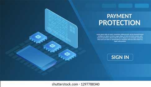 Guard Secure virtual banking messenger protect storage internet technology concept vector illustration