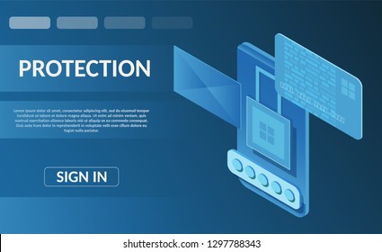 Guard Secure virtual banking messenger protect storage internet technology concept vector illustration
