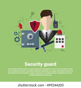 Guard Security Protection Insurance Web Banner Flat Vector Illustration