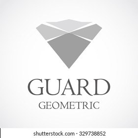 Guard shield of geometric abstract vector and logo design or template protection business icon of company identity symbol concept