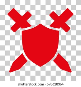 Guard Shield icon. Vector illustration style is flat iconic symbol, red color, transparent background. Designed for web and software interfaces.