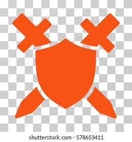 Guard Shield icon. Vector illustration style is flat iconic symbol, orange color, transparent background. Designed for web and software interfaces.