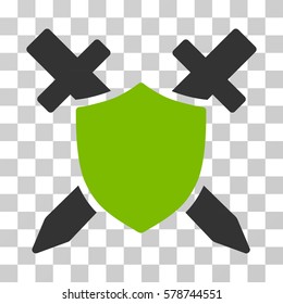 Guard Shield icon. Vector illustration style is flat iconic bicolor symbol, eco green and gray colors, transparent background. Designed for web and software interfaces.