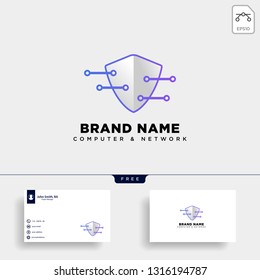 guard shield protection digital logo template vector illustration
