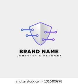 guard shield protection digital logo template vector illustration icon element isolated - vector