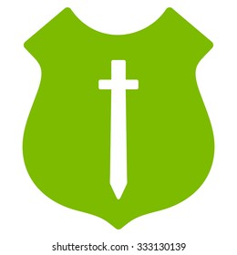 Guard Shield vector icon. Style is flat symbol, eco green color, rounded angles, white background.