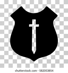 Guard Shield vector pictograph. Illustration style is flat iconic black symbol on a transparent background.