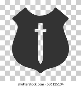 Guard Shield vector pictograph. Illustration style is flat iconic gray symbol on a transparent background.