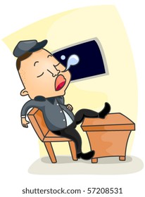 Guard Sleeping On Duty - Vector