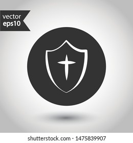Guard symbol. Shield icon. Protection sign. Eps 10 flat vector icon. Round icon design