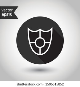 Guard symbol. Shield icon. Protection sign. Eps 10 flat vector icon. Round icon design with shadow