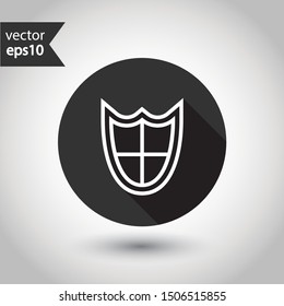 Guard symbol. Shield icon. Protection sign. Eps 10 flat vector icon. Round icon design with shadow