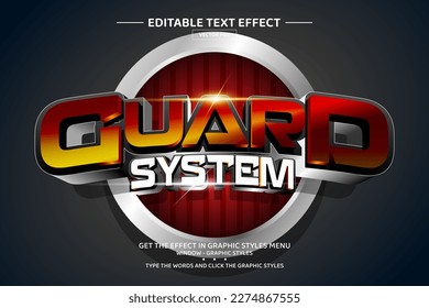 Guard system 3D editable text effect template