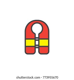 Guard vest filled outline icon, line vector sign, linear colorful pictogram isolated on white. Life jacket symbol, logo illustration. Pixel perfect vector graphics