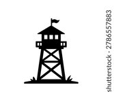 Guard Watchtower Outpost Icon Icon Isolated On White Background
