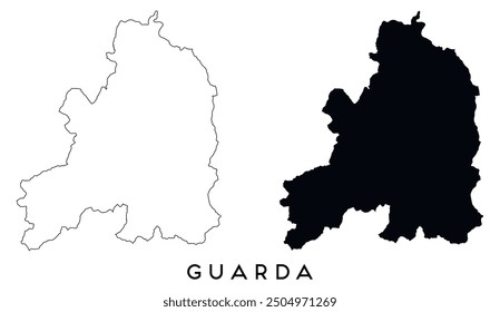 Guarda map outline and black silhouette vector