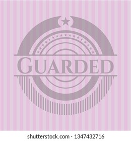 Guarded badge with pink background
