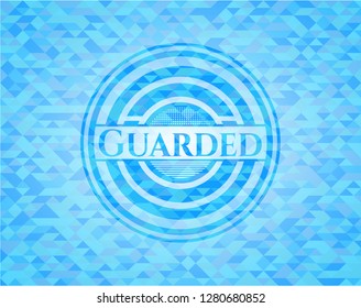 Guarded light blue emblem. Mosaic background