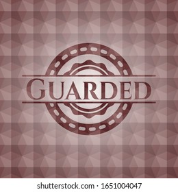 Guarded red seamless emblem with geometric pattern background.