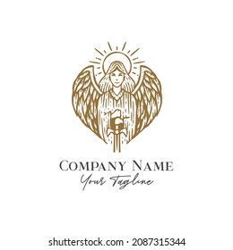 guardian angel hand drawn logo design