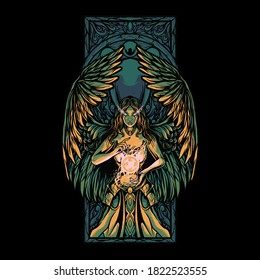 Guardian Angel Illustration For Merchandise Products