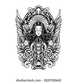 Guardian Angel with Ornament Illustration For Design Merchandise Product