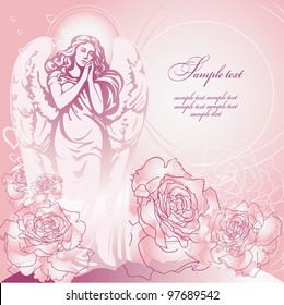 Guardian Angel of pink roses