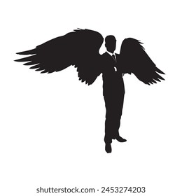 Guardian Angel silhouette in a businessman's business suit