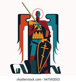 Guardian angel with a sword and shield