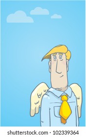 guardian angel. vector funny cartoon man