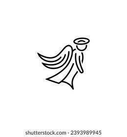 Icono lineal del vector del ángel guardián.