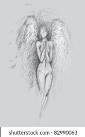 Guardian Angel / Vektorillustration Skizze