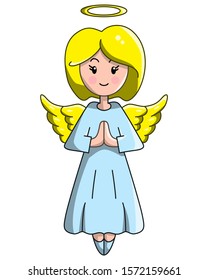 Guardian Angel Woman Cartoon Icon Hand Drawn