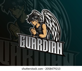 Guardian Angle esport and sport mascot logo design with modern illustration concept style for team, badge, emblem and patch. Gaming Logo Template on Isolated Background. Vector illustration