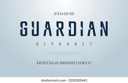 Guardian creative modern urban alphabet font. Digital abstract moslem, futuristic, fashion, sport, minimal technology typography. Simple numeric vector illustration