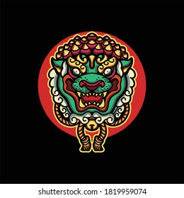 guardian dog tattoo vector design