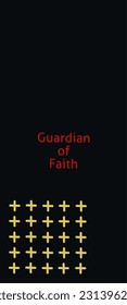 Guardian of faith, cool poster on black background