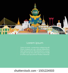 Guardian Giant in Thailand and Bangkok Grand Palace. vector illustration